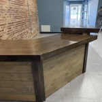 Mushroom Espresso Canny B Drop 16' x 8' Horizontal Large Sales Counter w angled ADA drop 3 Mushroom Espresso Canny B Drop 16 x 8 Horizontal Large Sales Counter w angled ADA drop, checkout counter, industrial counter, dispensary counter
