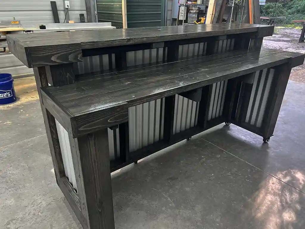 Ebony Kitchen Metal Patio Home Bar - 2 Level Corrugated Metal 5 Ebony Kitchen Metal Patio Home Bar - 2 Level Corrugated Metal