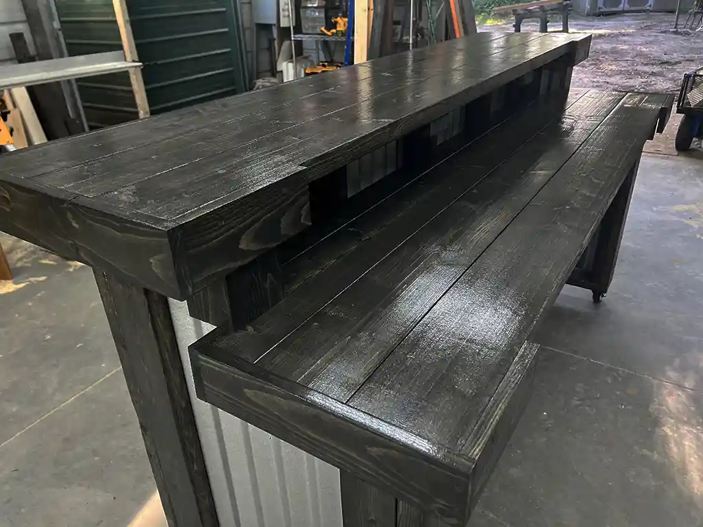 Ebony Kitchen Metal Patio Home Bar - 2 Level Corrugated Metal 6 Ebony Kitchen Metal Patio Home Bar - 2 Level Corrugated Metal