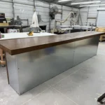 Walnut Flat Steely Large Modern Industrial Sales Counter 1 Walnut Flat Steely Large Modern Industrial Sales Counter 1