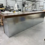 Walnut Flat Steely Large Modern Industrial Sales Counter 2 Walnut Flat Steely Large Modern Industrial Sales Counter 2
