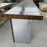Walnut Flat Steely Large Modern Industrial Sales Counter 4 Walnut Flat Steely Large Modern Industrial Sales Counter 4