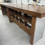 Walnut Flat Steely Large Modern Industrial Sales Counter 5 Walnut Flat Steely Large Modern Industrial Sales Counter 5