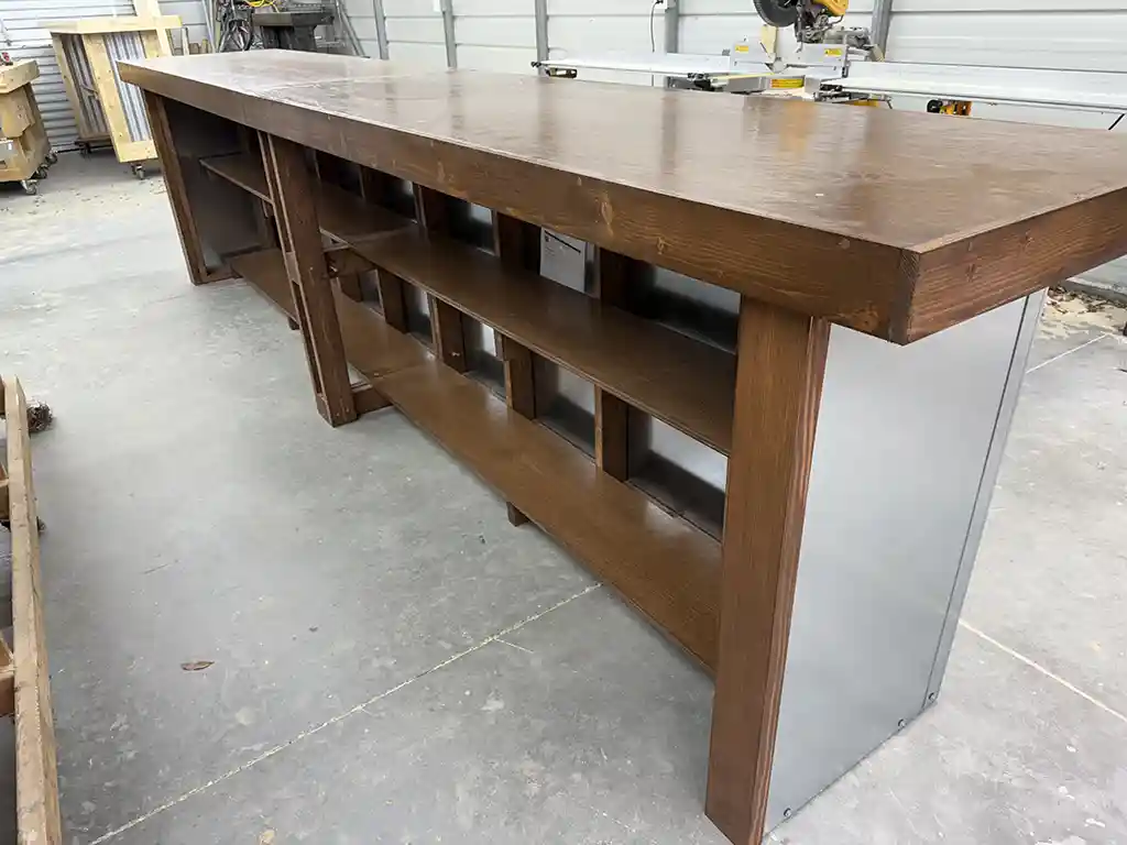 Walnut Flat Steely Large Modern Industrial Sales Counter 5 Walnut Flat Steely Large Modern Industrial Sales Counter 5