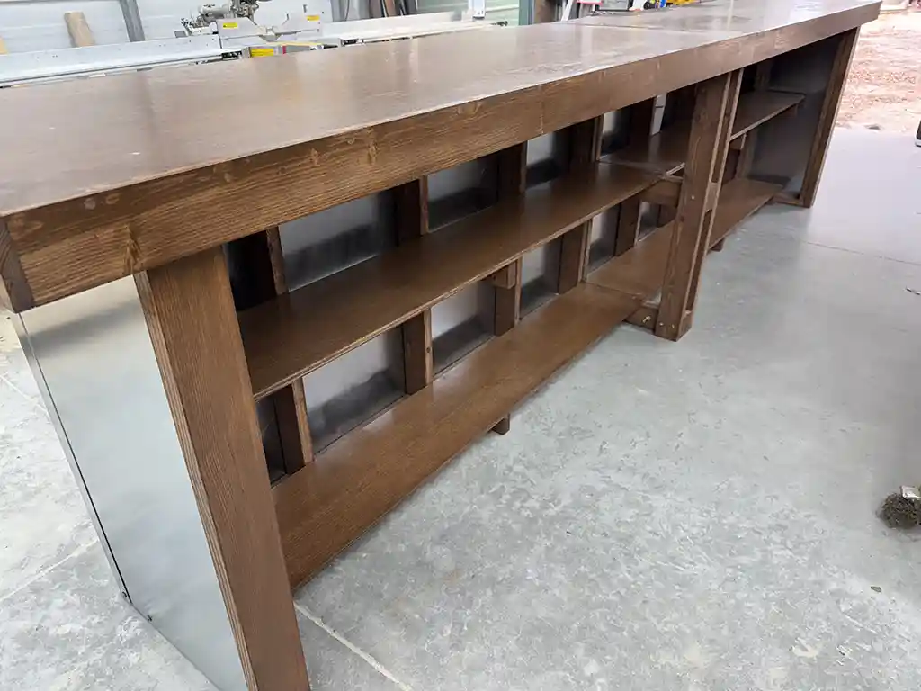 Walnut Flat Steely Large Modern Industrial Sales Counter 6 Walnut Flat Steely Large Modern Industrial Sales Counter 6