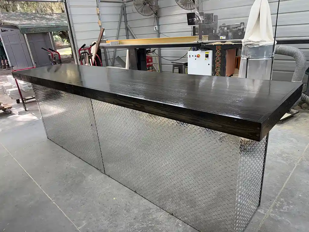 Ebony Diamond Plate Large Modern Industrial Home Bar 2 Ebony Diamond Plate Large Modern Industrial Home Bar