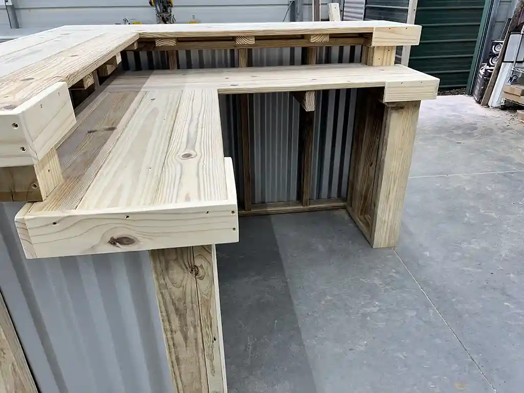 Left Metal Kitchen L Shape Medium - Outdoor Home Bar 4 Left Metal Kitchen L Shape Medium - Outdoor Home Bar, corrugated metal, 2 level
