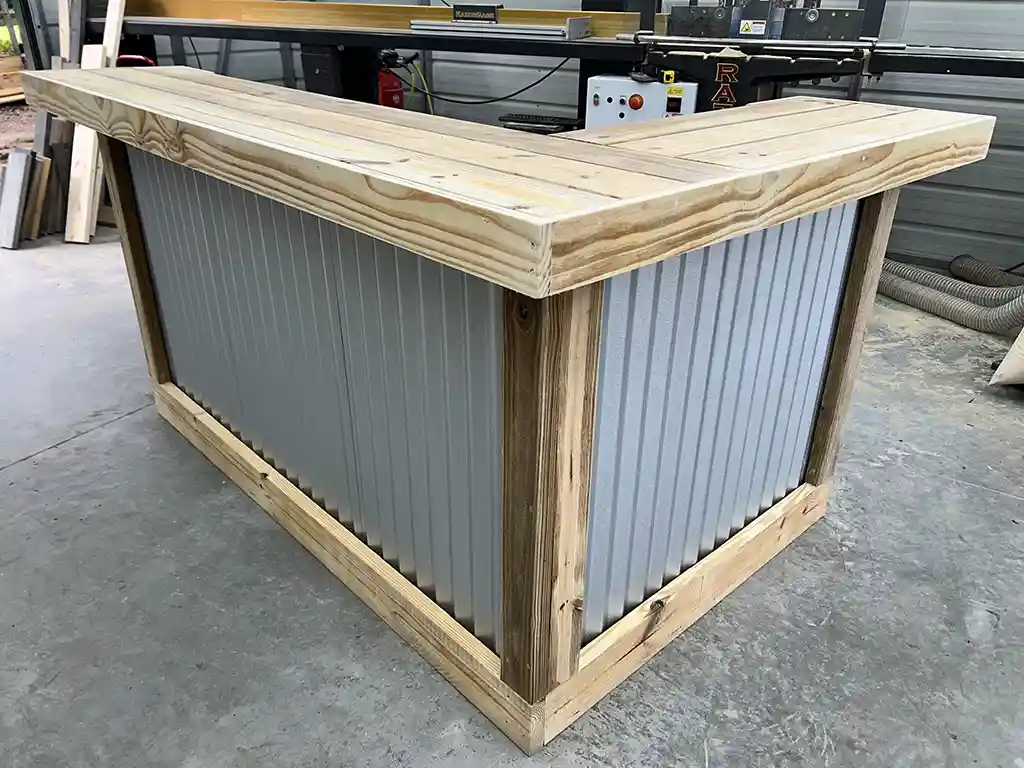 Left Metal Kitchen L Shape Small - Outdoor Home Bar 1 Left Metal Kitchen L Shape Small - Outdoor Home Bar, 2 level, corrugated metal, home decor, patio decor, outdoor decor