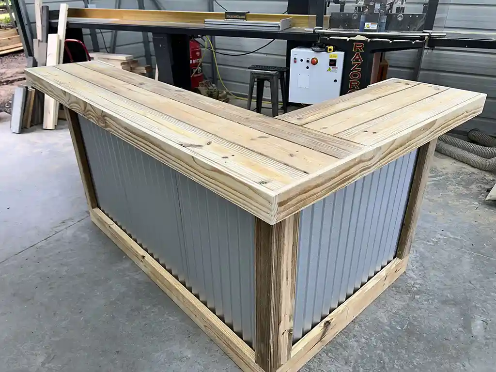 Left Metal Kitchen L Shape Small - Outdoor Home Bar 2 Left Metal Kitchen L Shape Small - Outdoor Home Bar, 2 level, corrugated metal, home decor, patio decor, outdoor decor