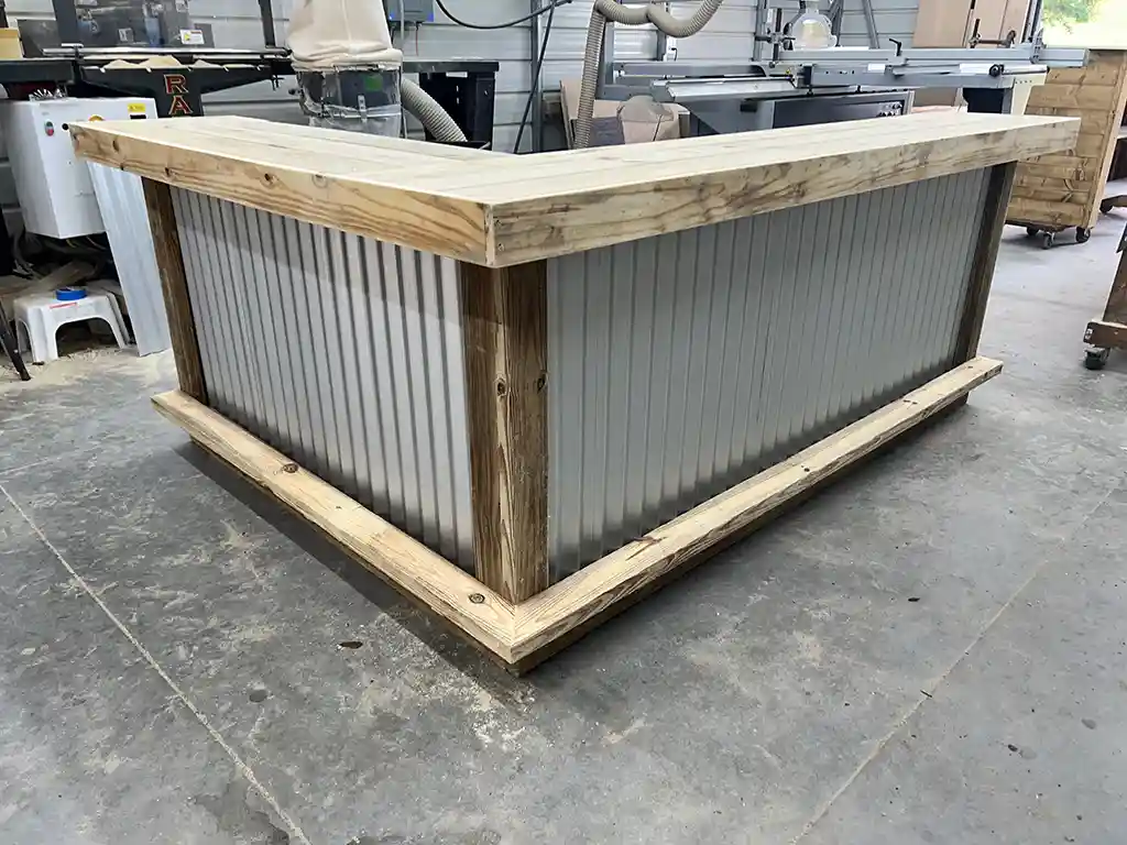 Right Metal Kitchen L Shape Medium - Outdoor Home Bar 1 Right Metal Kitchen L Shape Medium - Outdoor Home Bar, corrugated metal, 2 level