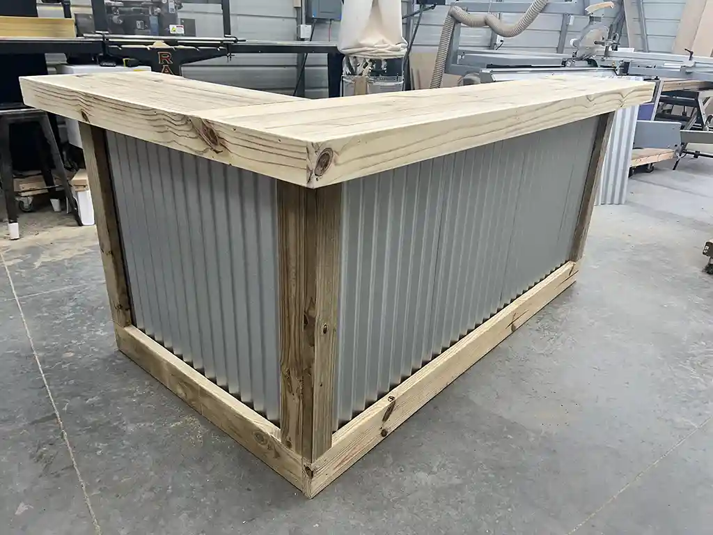 Right Metal Kitchen L Shape Small - Outdoor Home Bar 1 Right Metal Kitchen L Shape Small - Outdoor Home Bar, 2 level, corrugated metal, home decor, patio decor, outdoor decor