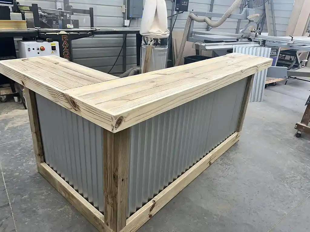 Right Metal Kitchen L Shape Small - Outdoor Home Bar 2 Right Metal Kitchen L Shape Small - Outdoor Home Bar, 2 level, corrugated metal, home decor, patio decor, outdoor decor, home decor, patio decor, outdoor decor