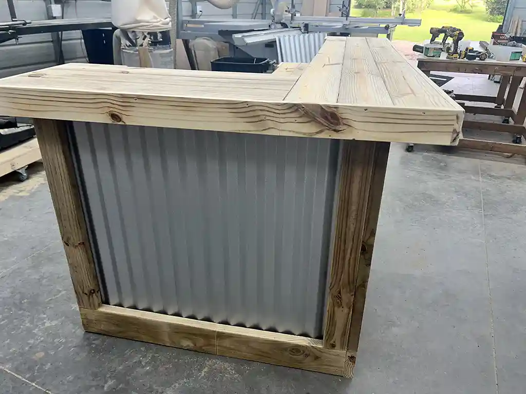 Right Metal Kitchen L Shape Small - Outdoor Home Bar 3 Right Metal Kitchen L Shape Small - Outdoor Home Bar, 2 level, corrugated metal, home decor, patio decor, outdoor decor