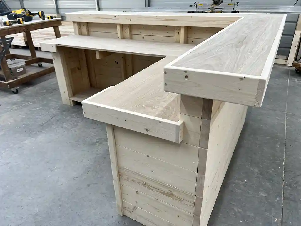 Unfinished Collin Medium Horizontal Home Bar 3 Collin L Shape Medium Indoor Home Bar Unfinished