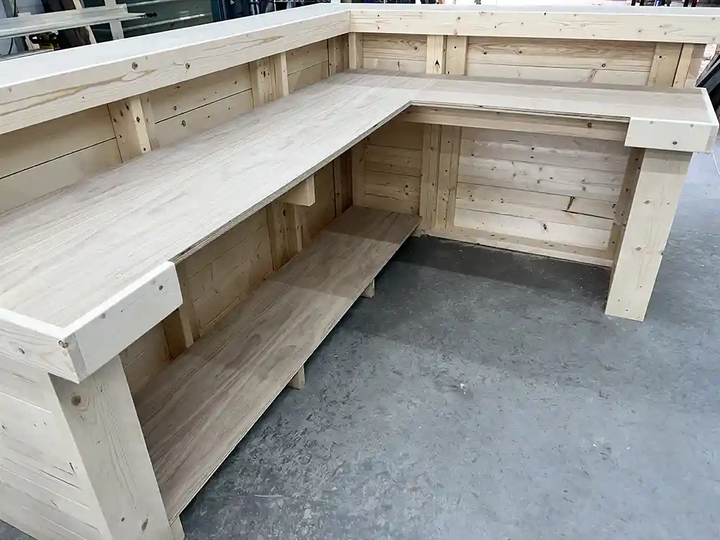 Unfinished Collin Medium Horizontal Home Bar 4 Collin L Shape Medium Indoor Home Bar Unfinished