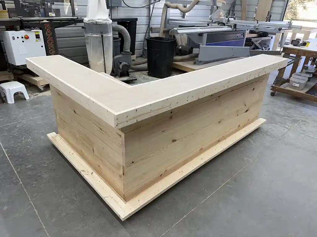 Unfinished Collin Medium Horizontal Home Bar w footrail