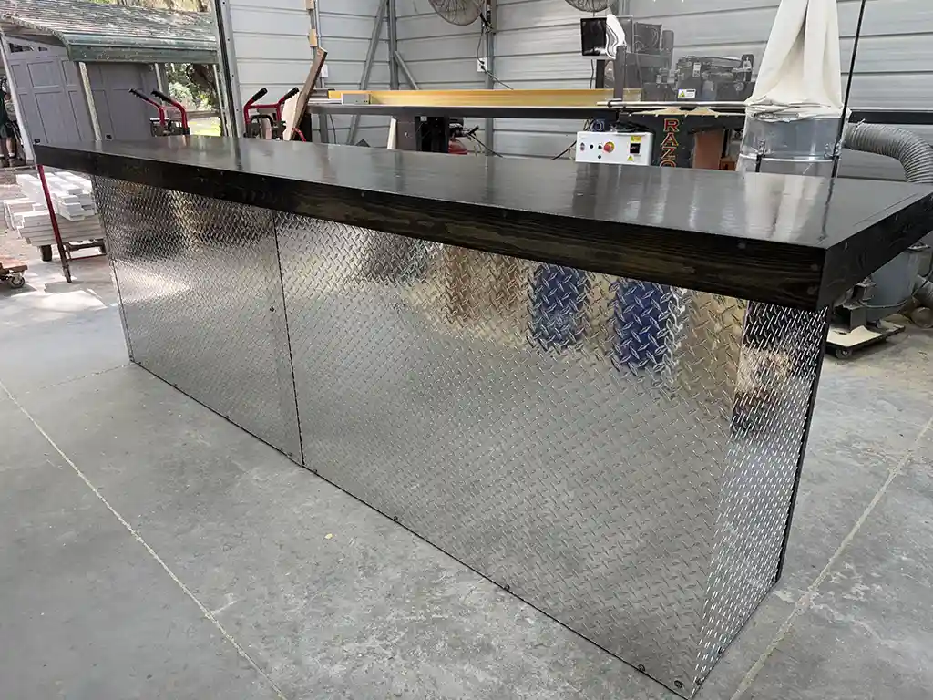 Ebony Diamond Plate Large Industrial Sales Counter 1 Ebony Diamond Plate Large Industrial Sales Counter, tread plate
