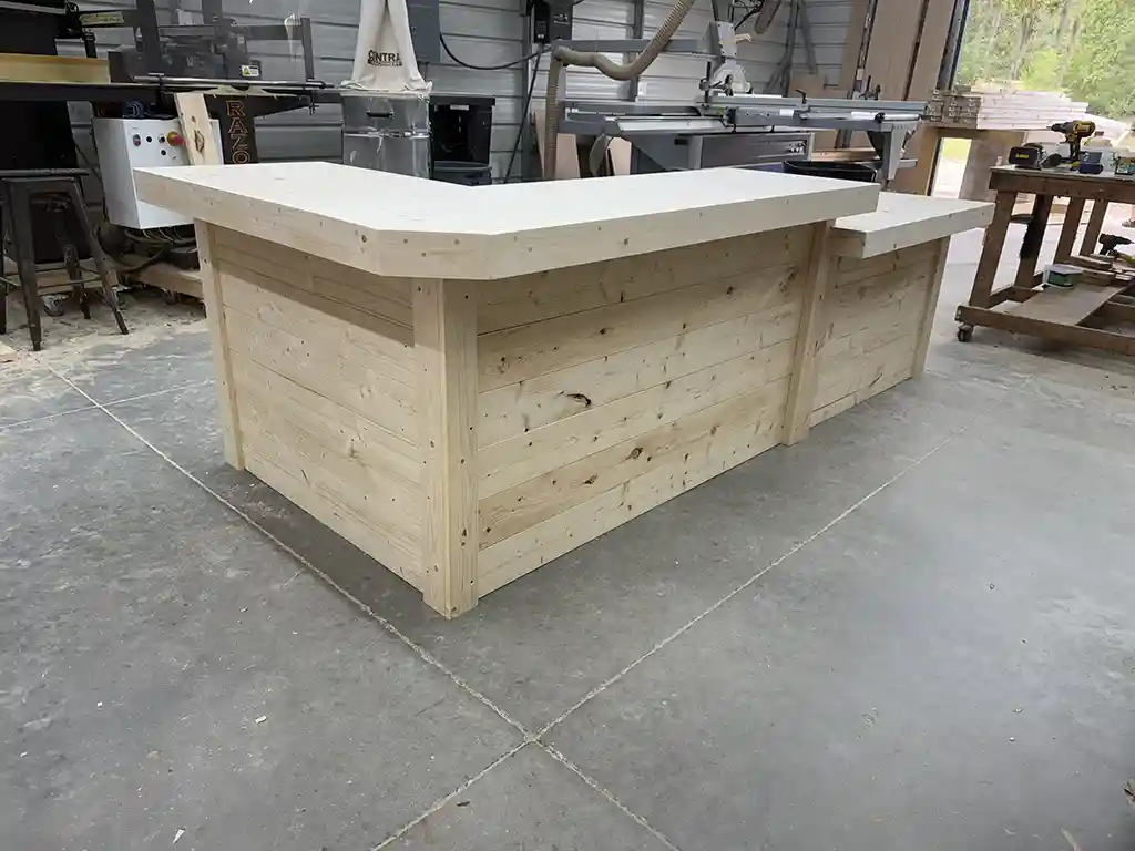 Unfinished Doc Drop L Shape Large Sales Counter with ADA drop