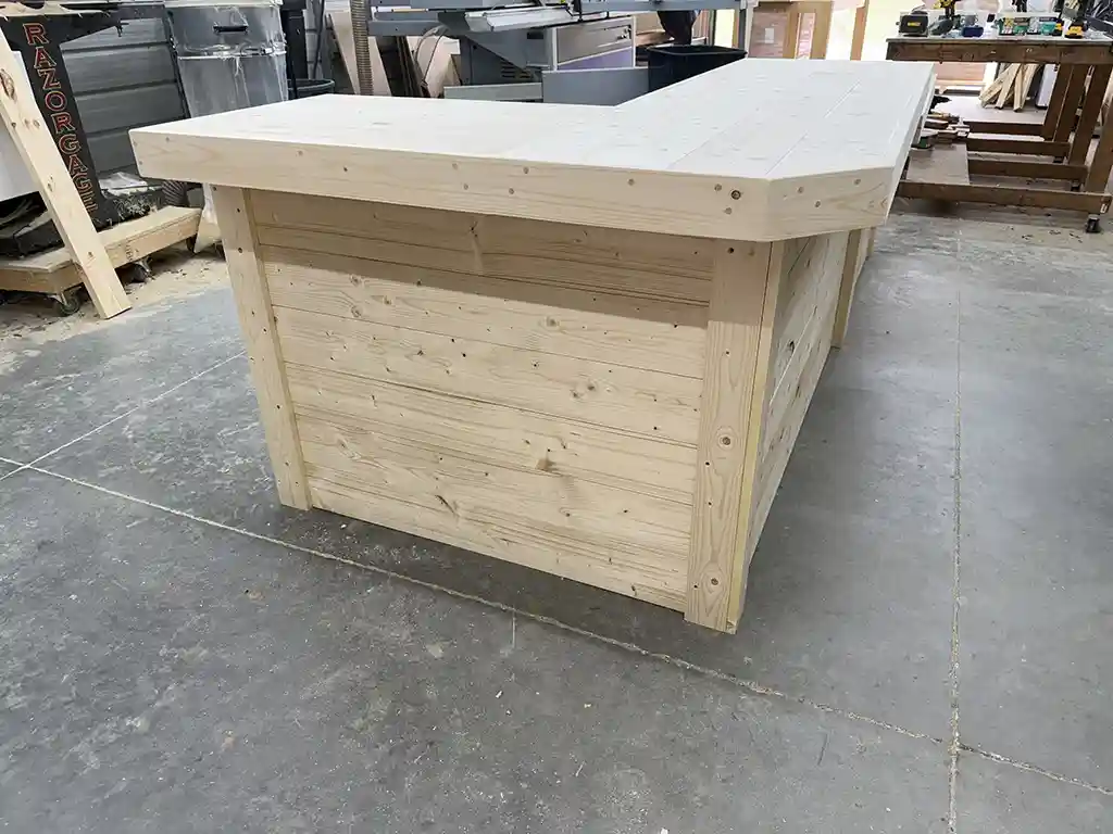 Unfinished Doc Drop L Shape Large Sales Counter with ADA drop