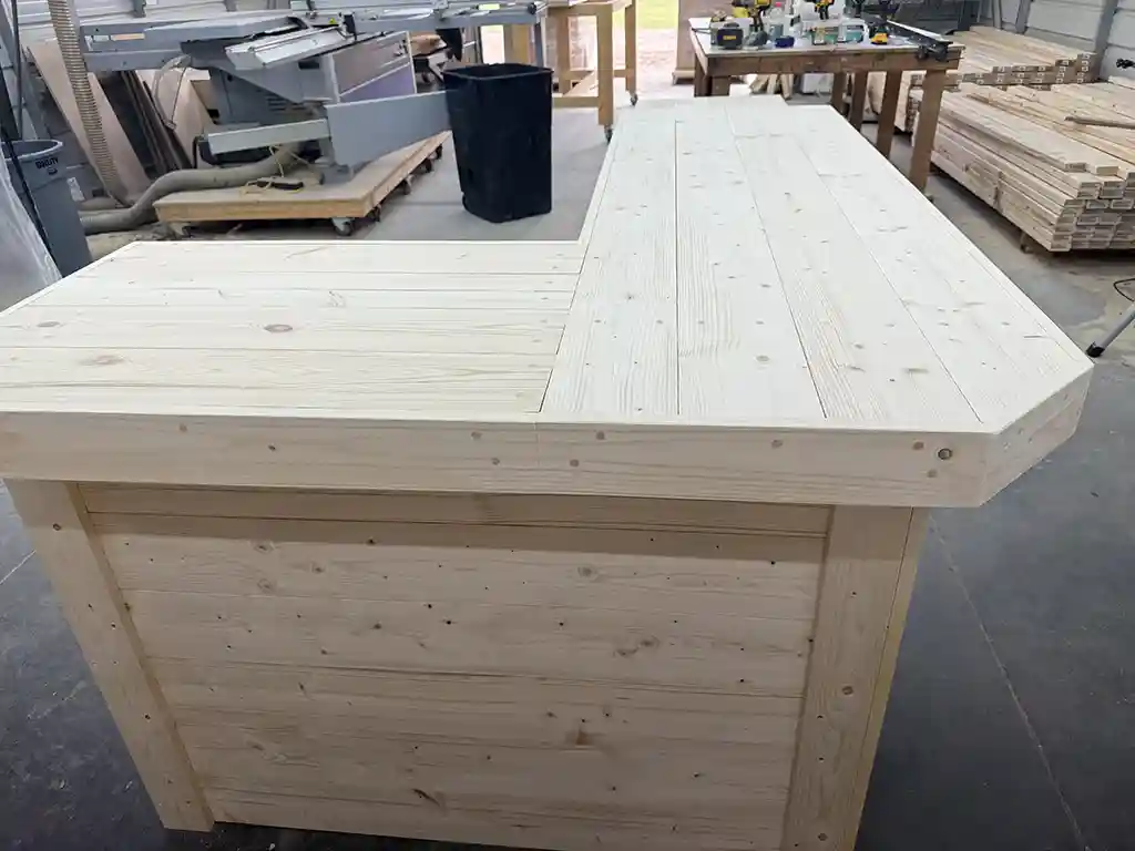 Unfinished Doc Drop L Shape Large Sales Counter with ADA drop
