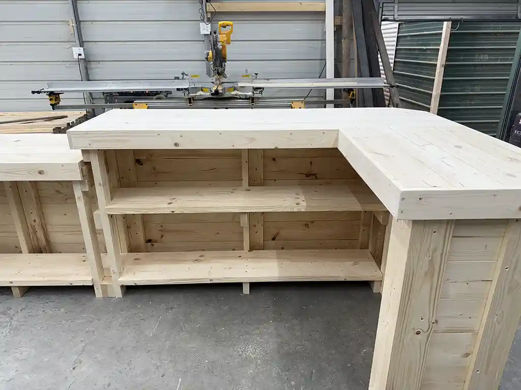 Unfinished Doc Drop L Shape Large Sales Counter with ADA drop
