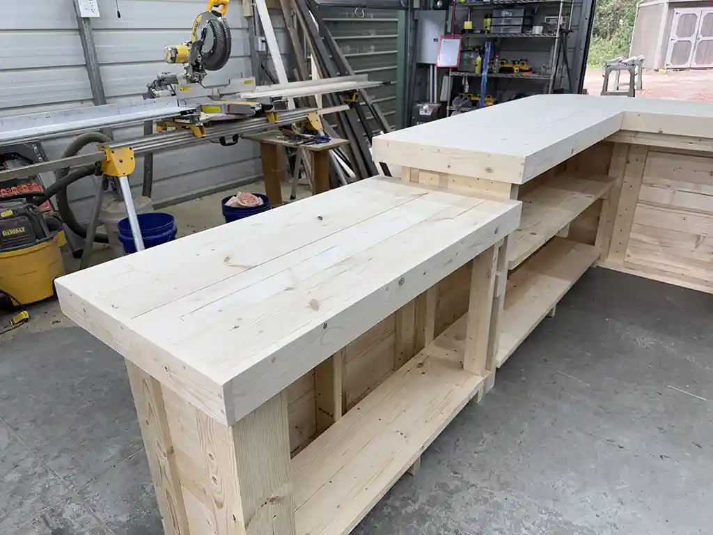 Unfinished Doc Drop L Shape Large Sales Counter with ADA drop