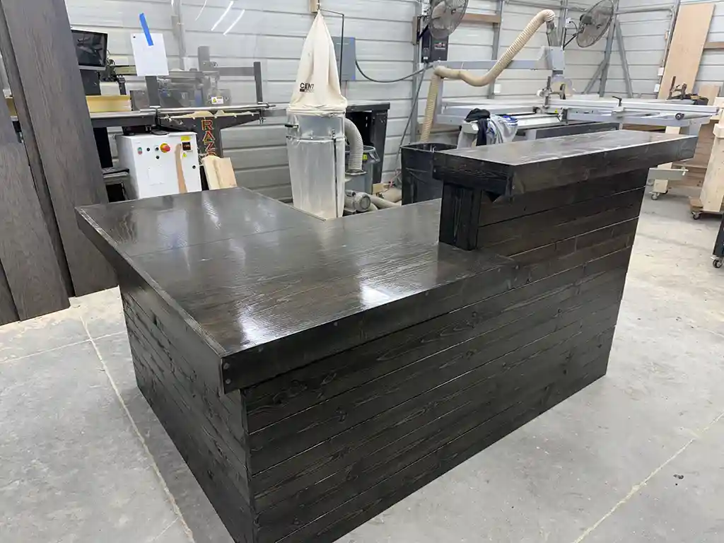 Lavonne L Shape Sales Counter with Privacy Tower & ADA drop Ebony 2