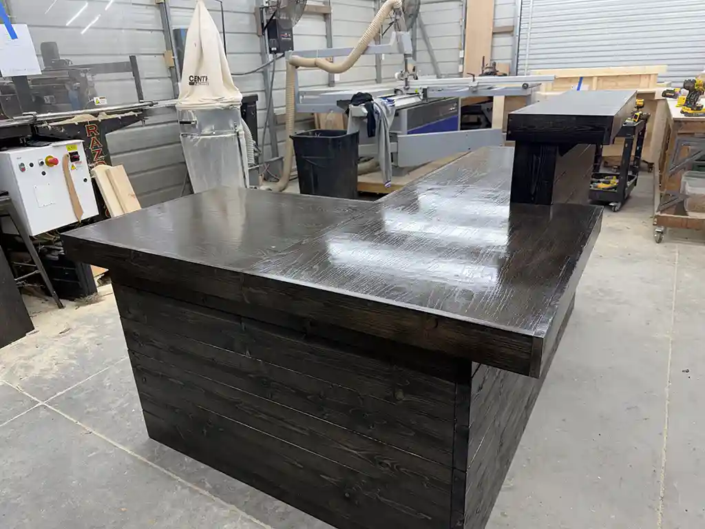 Lavonne L Shape Sales Counter with Privacy Tower & ADA drop Ebony 3