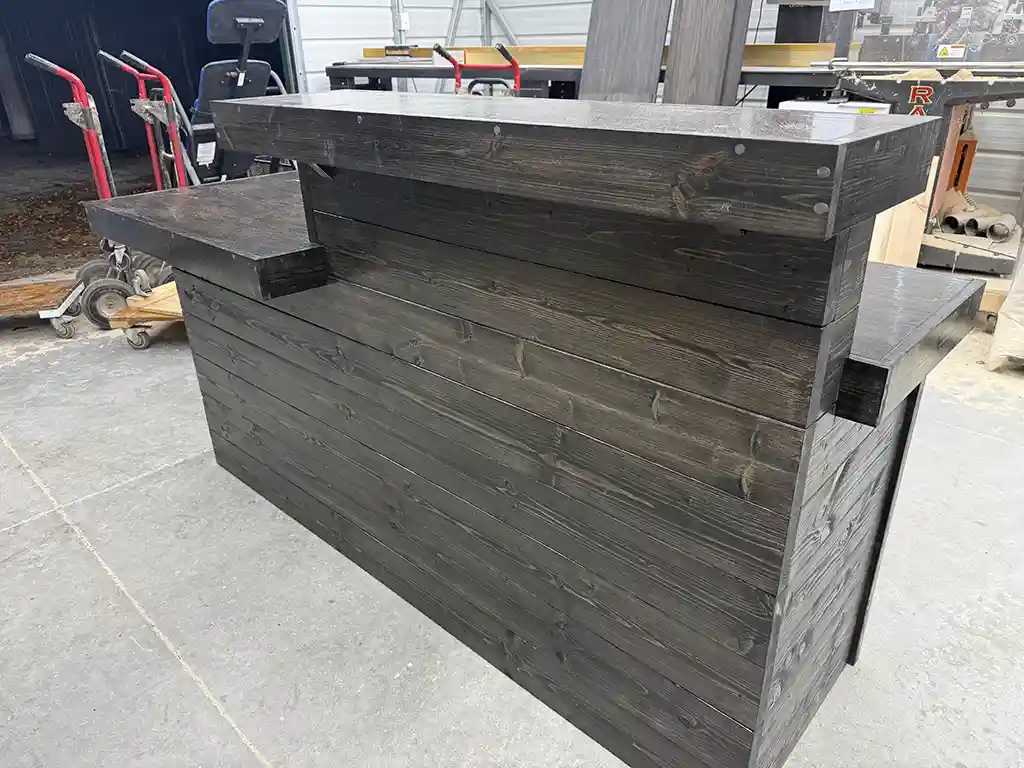 Lavonne L Shape Sales Counter with Privacy Tower & ADA drop Ebony 4