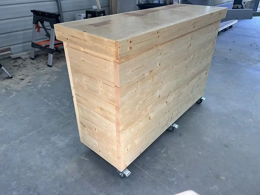 Natural Poly Mobile Welcome Stand with 3 shelves 1 Natural Poly Mobile Welcome Stand with 3 shelves
