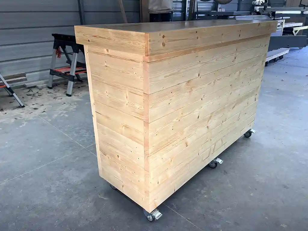 Natural Poly Mobile Welcome Stand with 3 shelves 2 Natural Poly Mobile Welcome Stand with 3 shelves