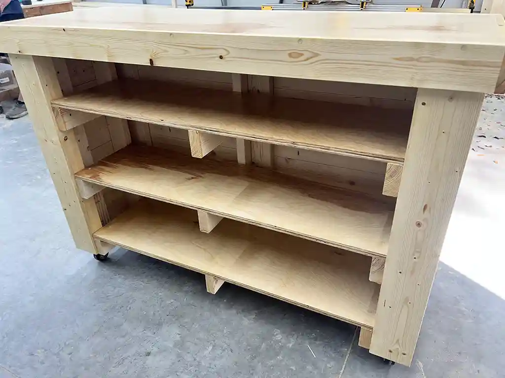 Natural Poly Mobile Welcome Stand with 3 shelves 5 Natural Poly Mobile Welcome Stand with 3 shelves