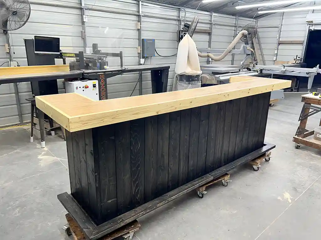 Ebony Natural Jackson U Shape Sales Counter 2 Lavonne Sales Counter with Privacy Tower & ADA drop