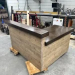 Hello Shabby 2 level, L shape Reception Desk Mushroom Espresso colors 2 Hello Shabby 2 level, L shape Reception Desk Mushroom Espresso colors