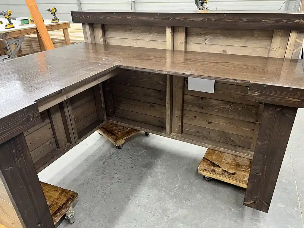 Hello Shabby 2 level, L shape Reception Desk Mushroom Espresso colors 5 Hello Shabby 2 level, L shape Reception Desk Mushroom Espresso colors