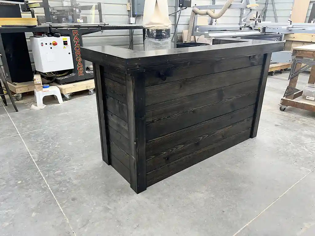 Stationary Hostess Stand with 3 shelves Ebony 1 Stationary Hostess Stand with 3 shelves Ebony color