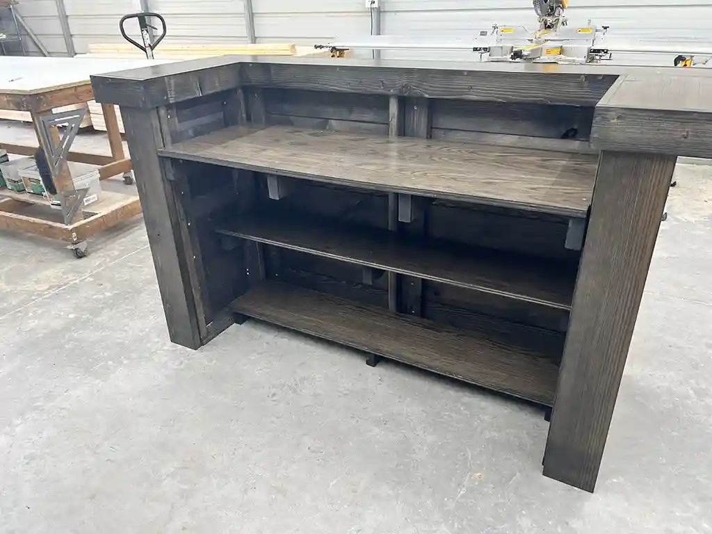 Stationary Hostess Stand with 3 shelves Ebony 4 Stationary Hostess Stand with 3 shelves Ebony color