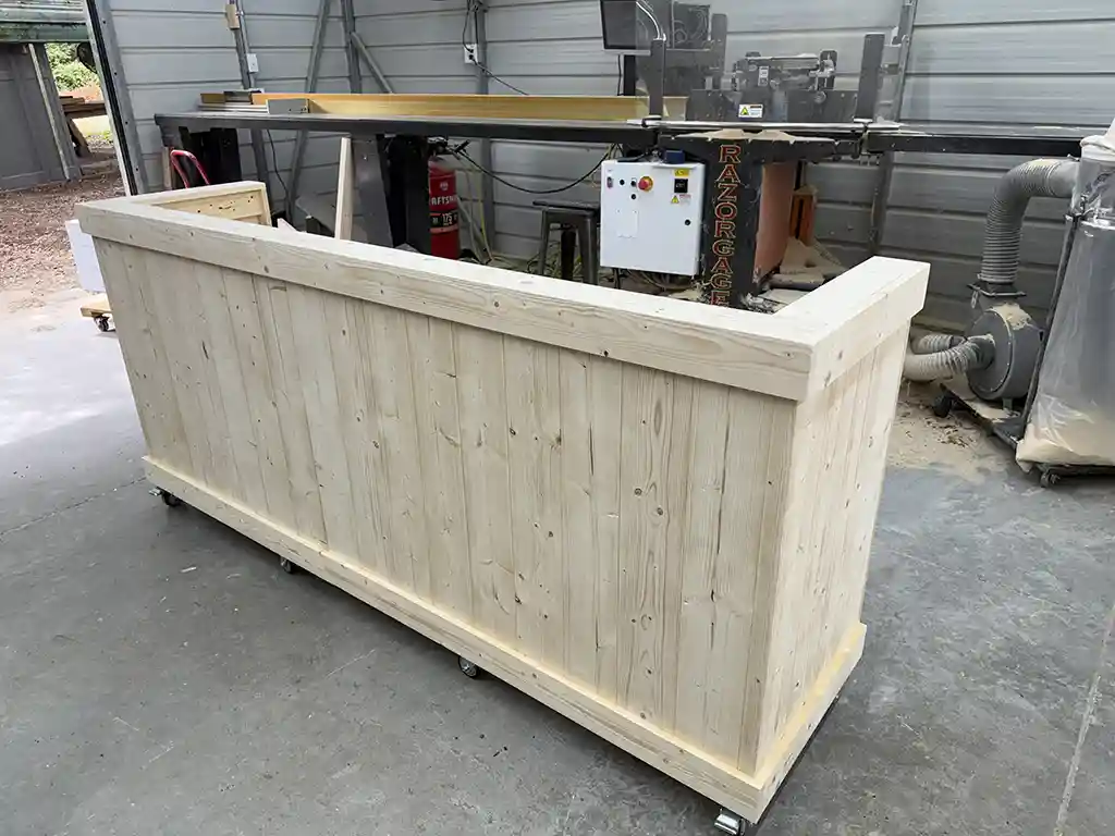 Unfinished Mobile Hostess Stand with 3 shelves 2 Unfinished Mobile Hostess Stand with 3 shelves