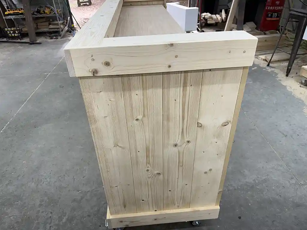 Unfinished Mobile Hostess Stand with 3 shelves 3 Unfinished Mobile Hostess Stand with 3 shelves