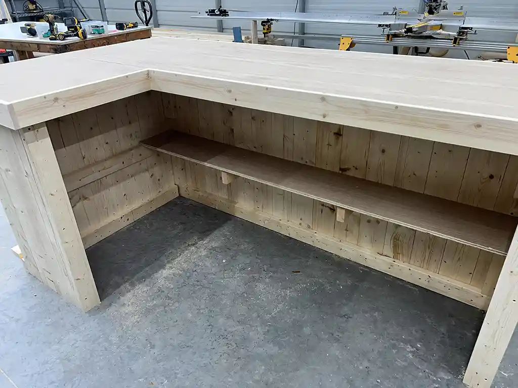 Unfinished Original L-Shape Indoor Home Bar 6 Unfinished Original L Shape Indoor Home Bar