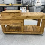 Mobile Covered Patio Cooler Table Golden Oak 1