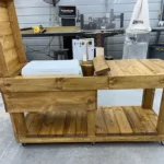 Mobile Covered Patio Cooler Table Golden Oak 2