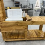 Mobile Covered Patio Cooler Table Golden Oak 3