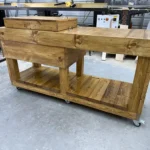 Mobile Covered Patio Cooler Table Golden Oak 5