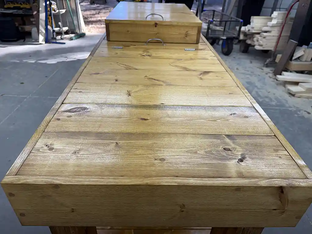 Mobile Covered Patio Cooler Table Golden Oak 6