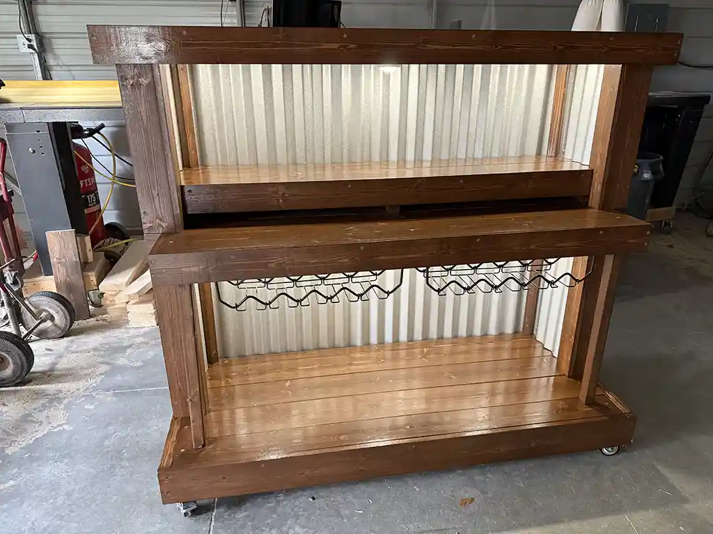 Straight Ace Handcrafted Rustic Style Mobile Back Bar Walnut 1 Straight Ace Handcrafted Rustic Style Mobile Back Bar Walnut color