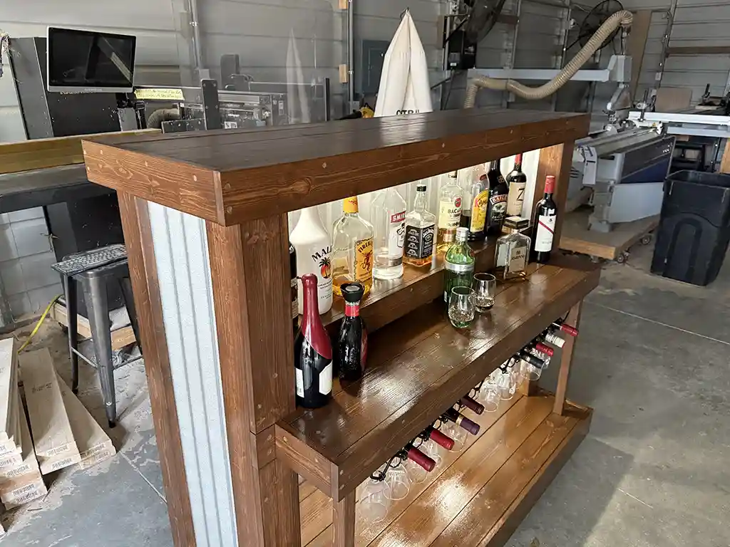 Straight Ace Handcrafted Rustic Style Mobile Back Bar Walnut 11 Straight Ace Handcrafted Rustic Style Mobile Back Bar Walnut color