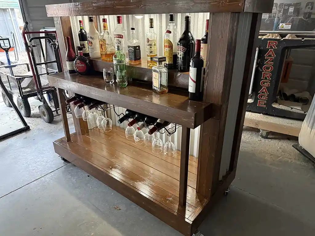 Straight Ace Handcrafted Rustic Style Mobile Back Bar Walnut 12 Straight Ace Handcrafted Rustic Style Mobile Back Bar Walnut color
