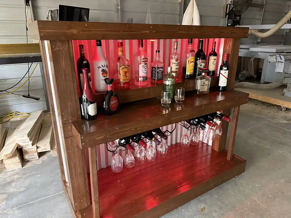 Straight Ace Handcrafted Rustic Style Mobile Back Bar Walnut 13 Straight Ace Handcrafted Rustic Style Mobile Back Bar Walnut color