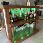 Straight Ace Handcrafted Rustic Style Mobile Back Bar Walnut 14 Straight Ace Handcrafted Rustic Style Mobile Back Bar Walnut color